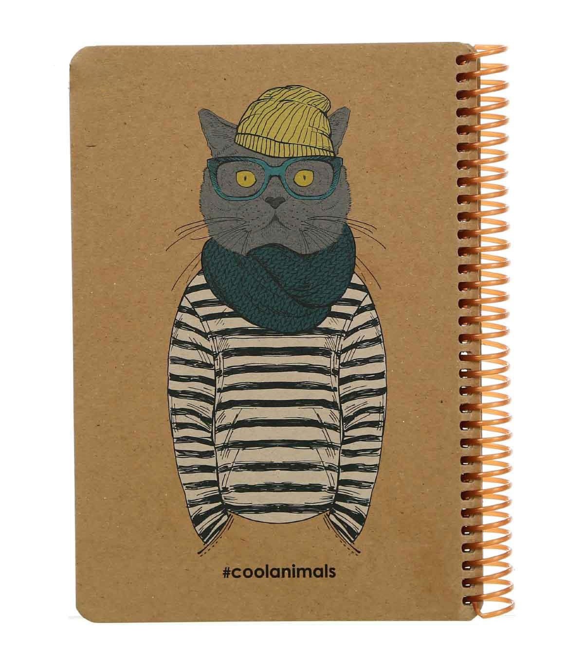 دفترچه سایز A5 سیمی 100 برگ دات نوت سری Coolanimals طرح اسپورت کت