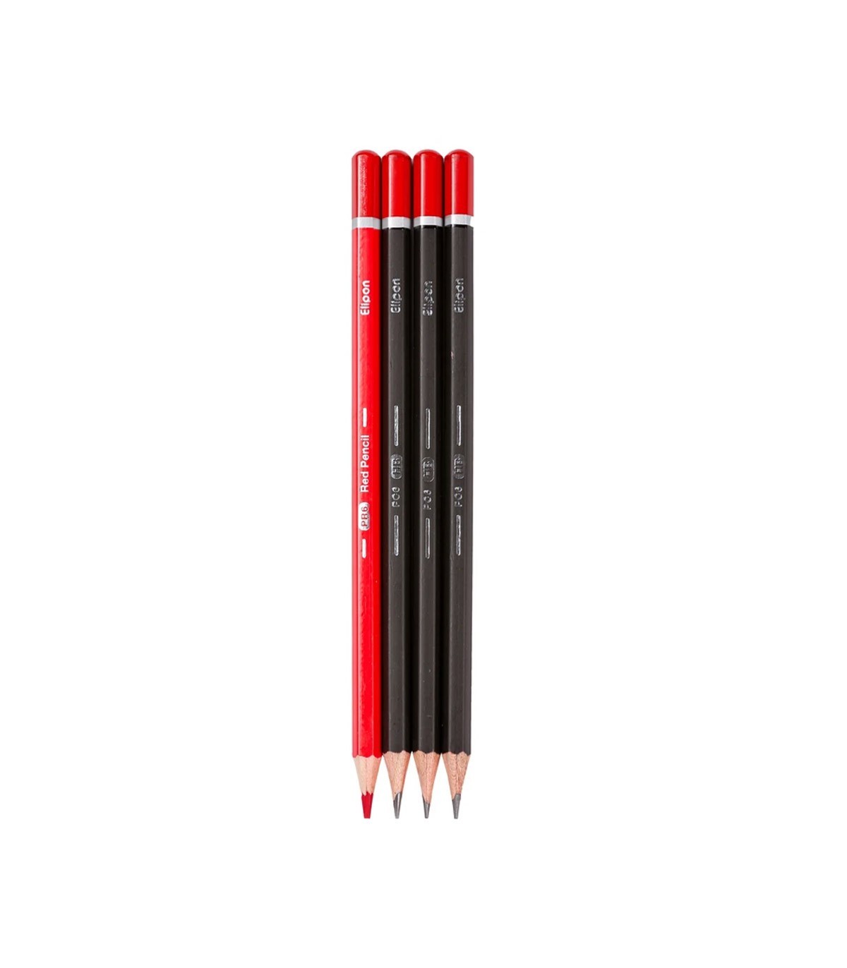 مداد مشکی - قرمز  کلاسیک شش گوش الیپون بسته 4 تایی (1+3)  - کد 8110002