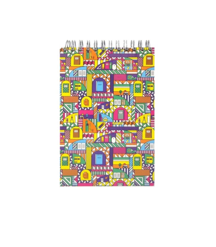 دفتر یادداشت جلد سخت سیمی 80 برگ پاپکو - طرح School Patchwork