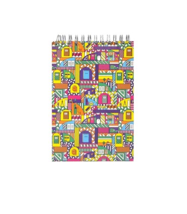 دفتر یادداشت جلد سخت سیمی 80 برگ پاپکو - طرح School Patchwork