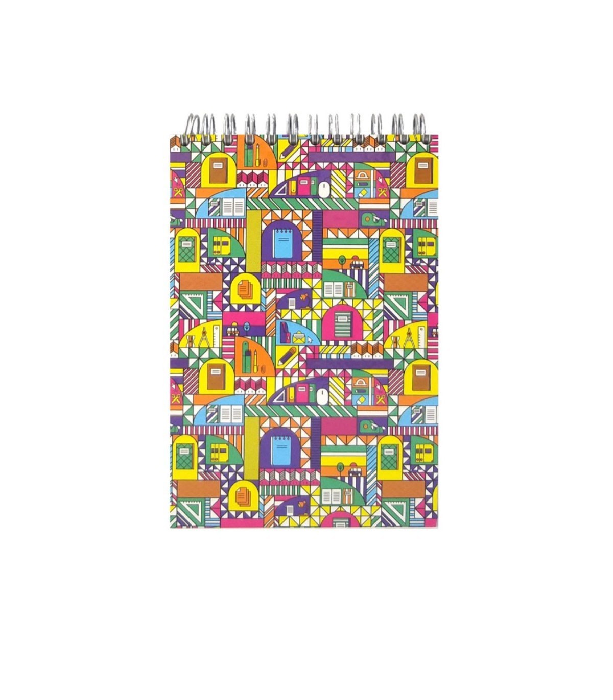 دفتر یادداشت جلد سخت سیمی 80 برگ پاپکو - طرح School Patchwork