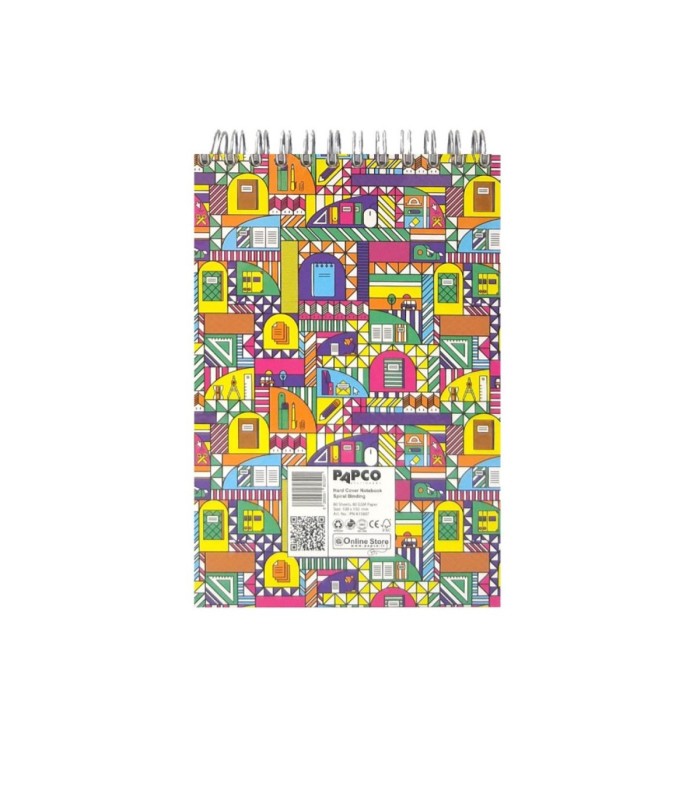 دفتر یادداشت جلد سخت سیمی 80 برگ پاپکو - طرح School Patchwork