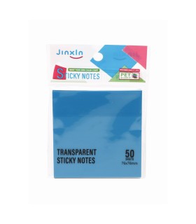 کاغذ یادداشت چسبدار (استیکی نوت) شفاف مربعی JinxIn- رنگ آبی
