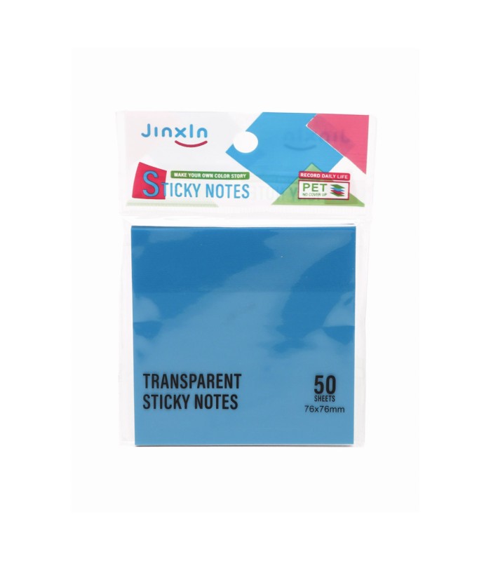 کاغذ یادداشت چسبدار (استیکی نوت) شفاف مربعی JinxIn- رنگ آبی