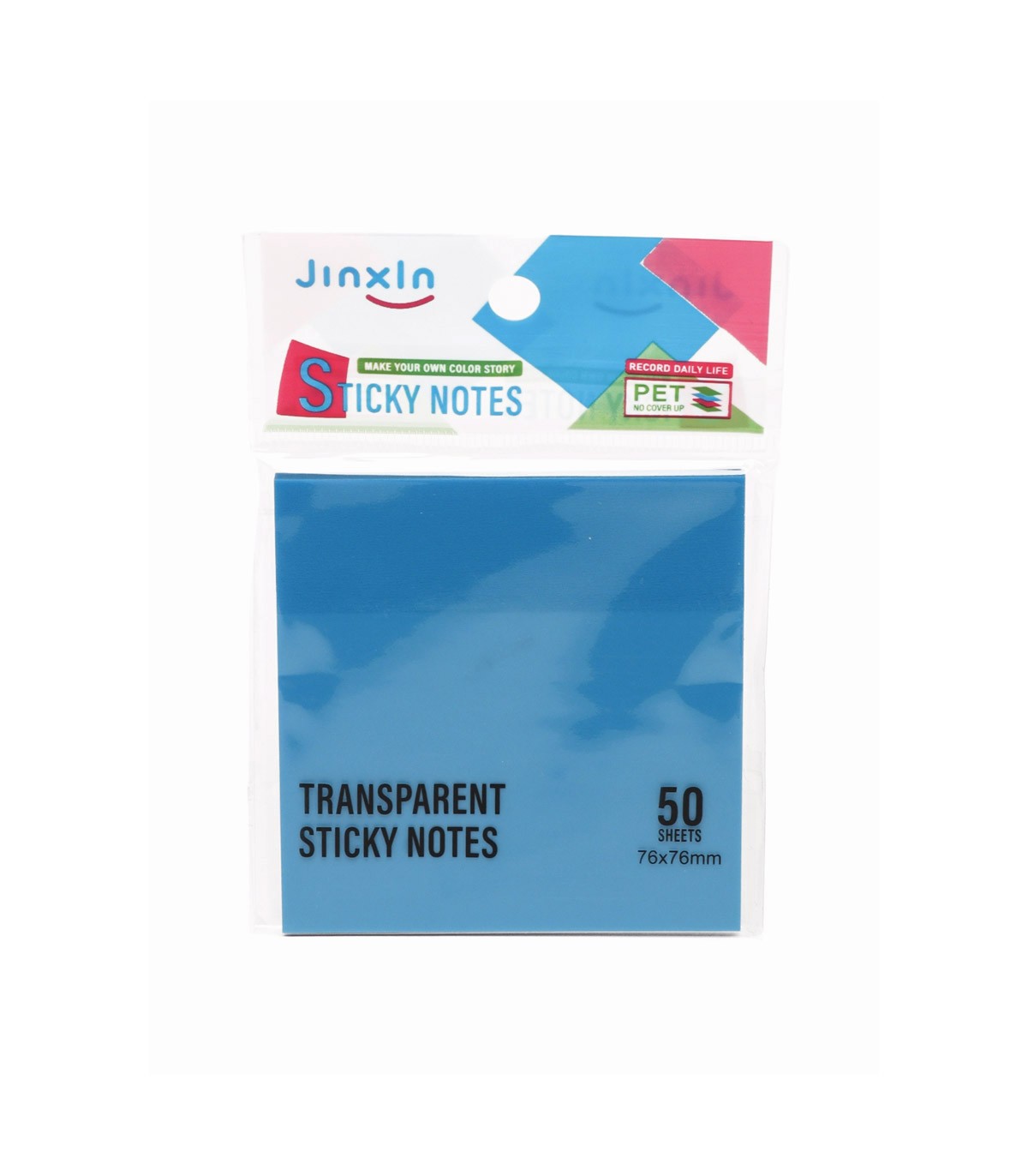 کاغذ یادداشت چسبدار (استیکی نوت) شفاف مربعی JinxIn- رنگ آبی