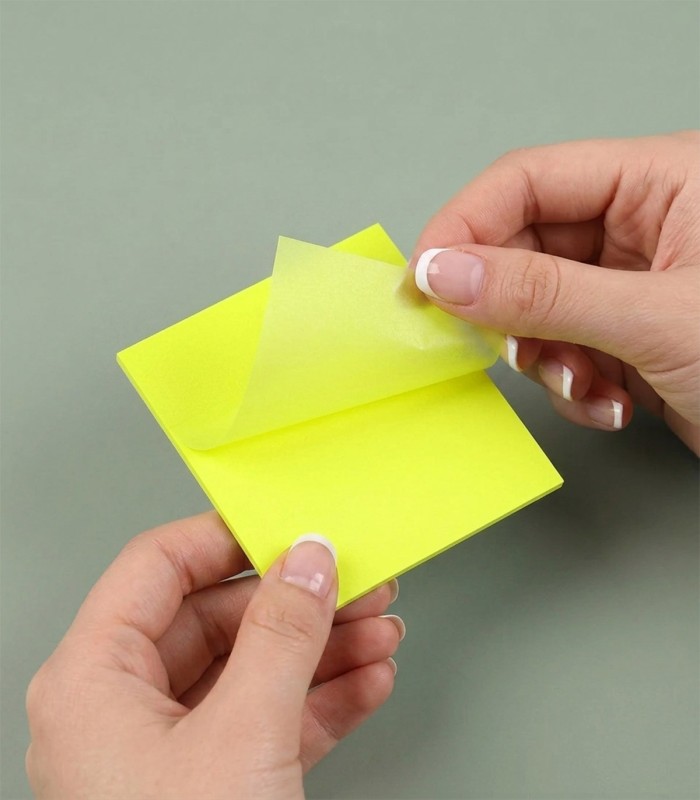 کاغذ یادداشت چسبدار (استیکی نوت) شفاف مربعی JinxIn- رنگ زرد