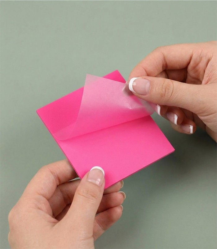 کاغذ یادداشت چسبدار (استیکی نوت) شفاف مربعی JinxIn- رنگ صورتی