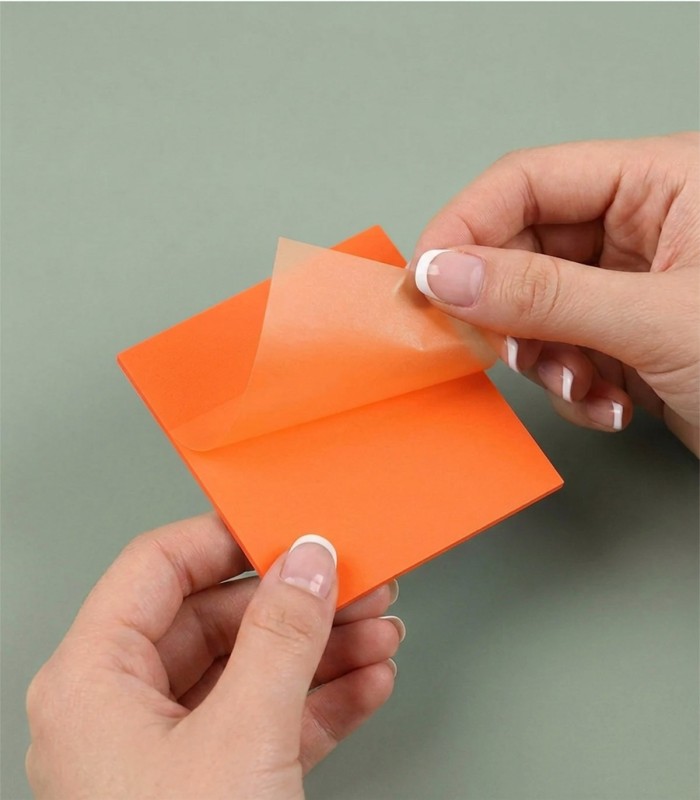 کاغذ یادداشت چسبدار (استیکی نوت) شفاف مربعی JinxIn- رنگ نارنجی