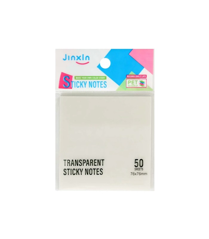 کاغذ یادداشت چسبدار (استیکی نوت) شفاف مربعی JinxIn- رنگ سفید