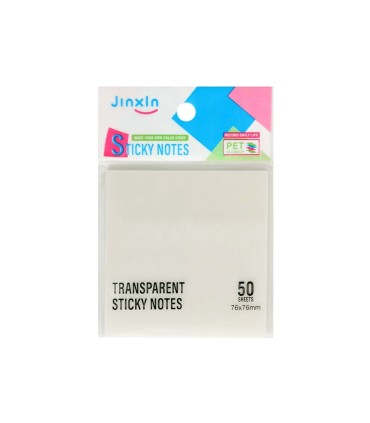کاغذ یادداشت چسبدار (استیکی نوت) شفاف مربعی JinxIn- رنگ سفید