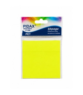 کاغذ یادداشت چسبدار (استیکی نوت) شفاف مربعی پیداکس P-390 رنگ زرد