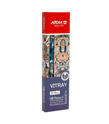 مداد مشکی آریا طرح ویترای مدل 3042 بسته 12 عددی
